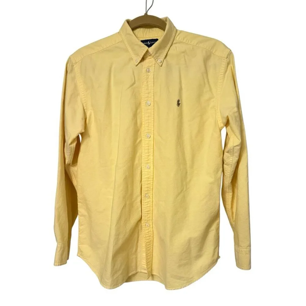 Ralph Lauren Boys Yellow Oxford Cloth Button Down Shirt Pony Sz. 28 Europe